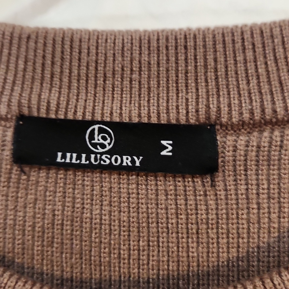 Lillusory Women's Brown Cozy Knit Drop Shoulder Crew Neck Sweater - Picture 6 of 8